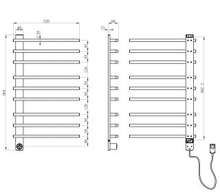 Полотенцесушитель электрический Wonzon & Woghand N?rnberg WW-AL349-GM 52x90 см тёмный графит